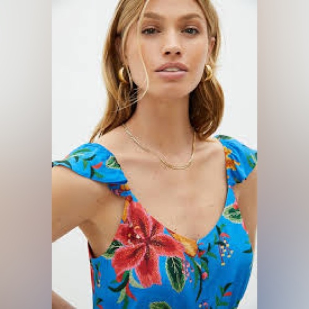 FARM Rio Ruffle Button Front Tank Top XS - Picture 5 of 14